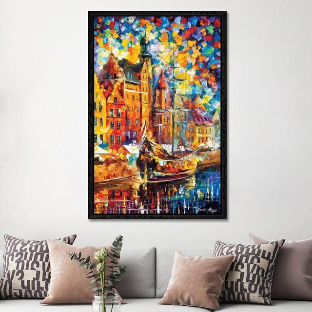 Old Dock by Leonid Afremov - Painting Print on Canvas 17 Stories Size: 152.4cm H x 101.6cm W x 3.81cm D, Format: Black Framed Canvas on Productcaster.