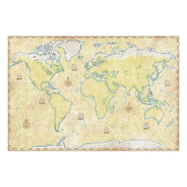 World Map 3.2m x 4.8m Textured Matt Peel & Stick Wall Mural East Urban Home on Productcaster.