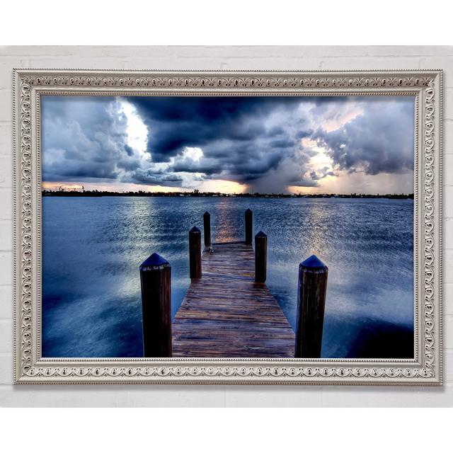 Pontoon Out To Sea Blue Framed Print Bright Star Size: 59.7cm H x 84.1cm W on Productcaster.