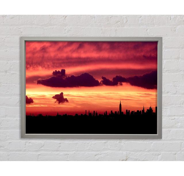 Manhattan Skyline - Print Ebern Designs Size: 84.1cm H x 118.9cm W x 3.3cm D, Format: Dark Grey Framed Canvas on Productcaster.