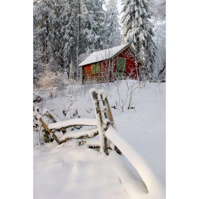 Gabaldon Barn in Winter Forest - Wrapped Canvas Photograph Latitude Run Size: 76cm H x 51cm W x 3.8cm D on Productcaster.