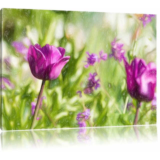 Leinwandbild „Blumen im Sonnenschein“, Grafikdruck East Urban Home Größe: 80 cm H x 120 cm B on Productcaster.