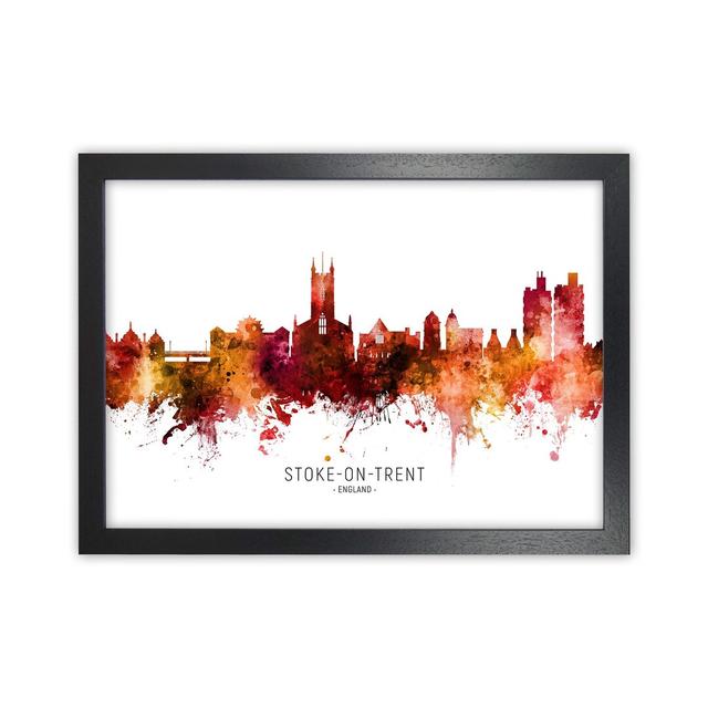 Trent England Skyline Red City Name by Michael Tompsett - Graphic Art Ebern Designs Size: 64cm H x 88cm W x 3cm D, Format: Black Framed on Productcaster.