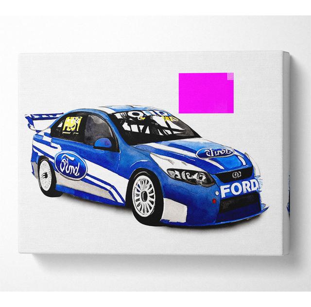 Ford Track Car - Wrapped Canvas Art Prints Borough Wharf Size: 66cm H x 106.6cm W x 10cm D on Productcaster.