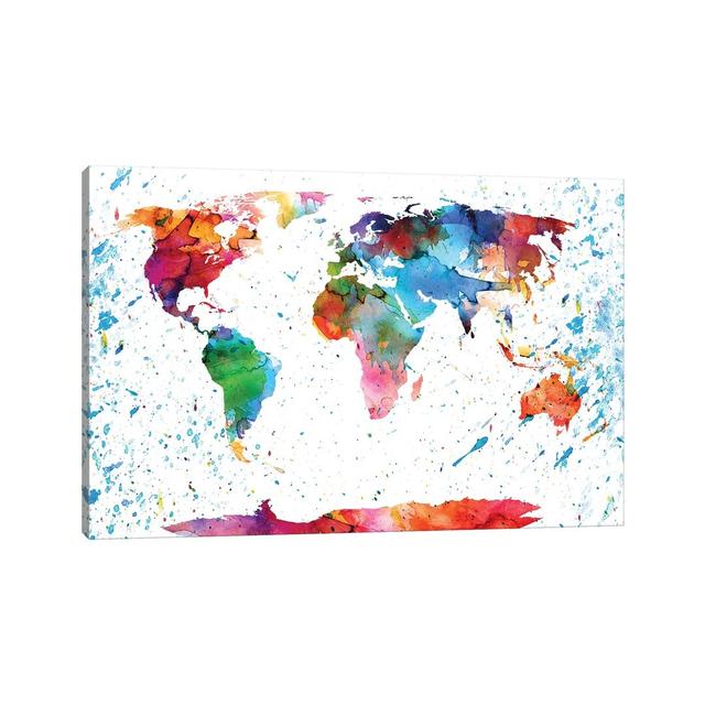 World Map Colorful Ivy Bronx Size: 101.6cm H x 152.4cm W x 3.81cm D, Format: Wrapped Canvas on Productcaster.