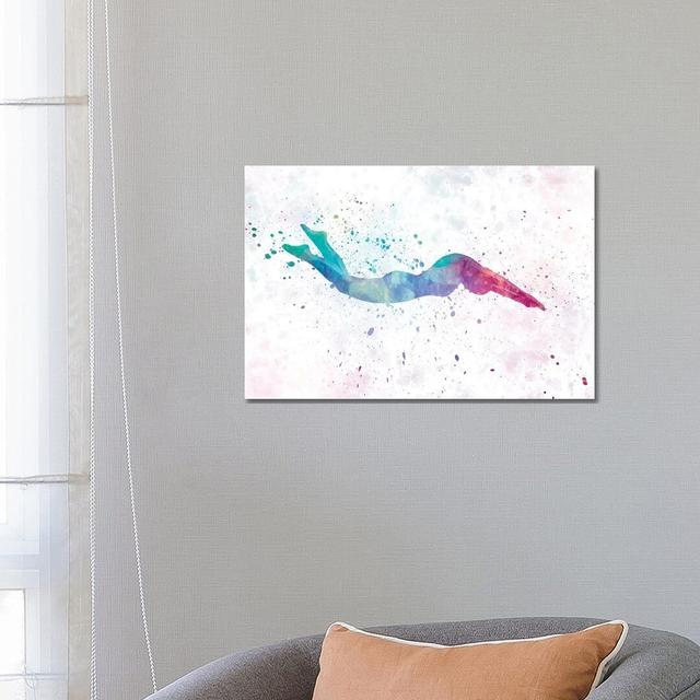 Swimming Silhouette IV by Paul Rommer - Painting on Canvas Ebern Designs Format: Wrapped Canvas, Size: 45.72cm H x 66.04cm W x 3.81cm D on Productcaster.