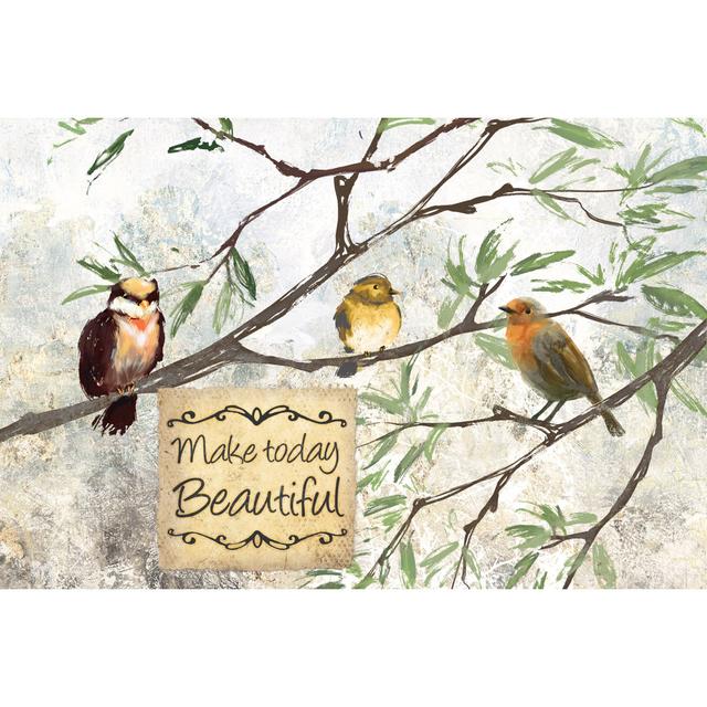 Beauty Birds - Wrapped Canvas Painting Marlow Home Co. Size: 81cm H x 122cm W x 3.8cm D on Productcaster.