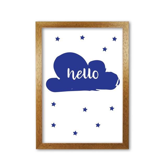 Hello Cloud - Print East Urban Home Size: 42 cm H x 30 cm W x 5 cm D, Format: Honey Oak Frame on Productcaster.