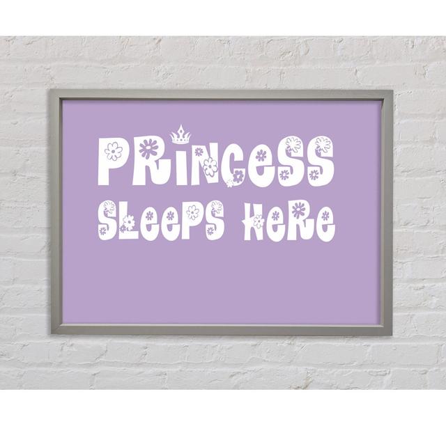 Nursery Quote Princesss Sleeps Here Lilac Framed Print Happy Larry Size: 59.7cm H x 84.1cm W x 3.3cm D on Productcaster.