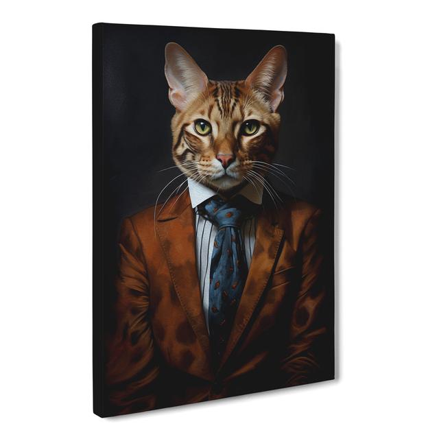 Bengal Cat in a Suit Painting No.2 Happy Larry Size: 60cm H x 40cm W x 3cm D on Productcaster.