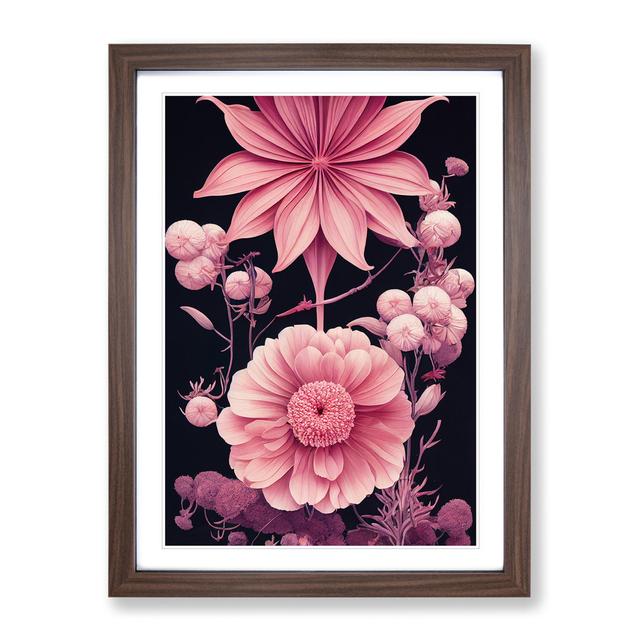 The Luscious Flowers - Picture Frame Painting Marlow Home Co. Size: 46cm H x 34cm W x 2cm D, Frame Colour: Walnut on Productcaster.