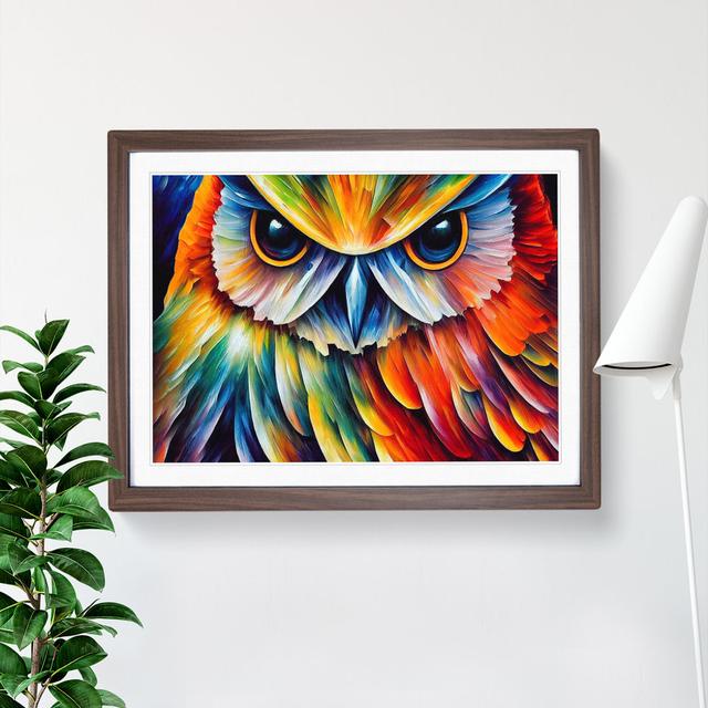 XH1022-6547X Owl Painting Vol.4 Abstract - Single Picture Frame Print Alpen Home Size: 34cm H x 46cm W, Frame Colour: Brown on Productcaster.