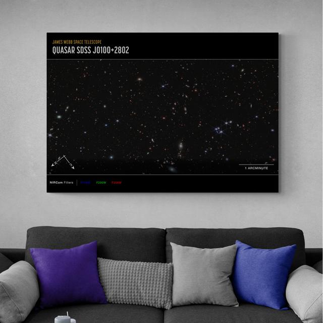 NASA James Webb Telescope - Quasar J0100+2802 Compass - Print on Canvas Metro Lane Size: 61cm H x 81cm W x 4cm D on Productcaster.