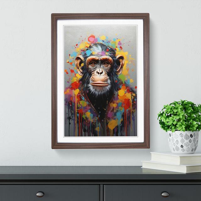 Monkey Contemporary - Single Picture Frame Print on Wood Latitude Vive Size: 46cm H x 34cm W x 2cm D, Format: Walnut Framed on Productcaster.