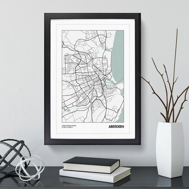 Map Aberdeen UK - Picture Frame Graphic Art East Urban Home Size: 65cm H x 48cm W x 2cm D, Frame Option: Black Framed on Productcaster.