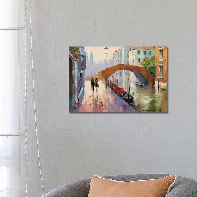 Venice Twilight - Painting on Canvas East Urban Home Frame Option: White Framed, Size: 45.72cm H x 66.04cm W x 3.81cm D on Productcaster.