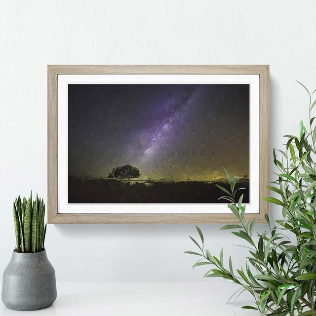 Tree Beneath the Milky Way in Abstract - Picture Frame Graphic Art Print East Urban Home Frame Option: Oak, Size: 50cm H x 76cm W x 2cm D on Productcaster.