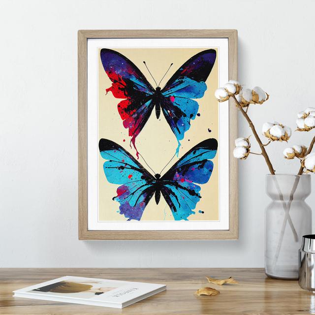 Butterflies Splatter Paint - Single Picture Frame Painting Brambly Cottage Size: 64cm H x 46cm W x 2cm D, Frame Colour: Oak on Productcaster.