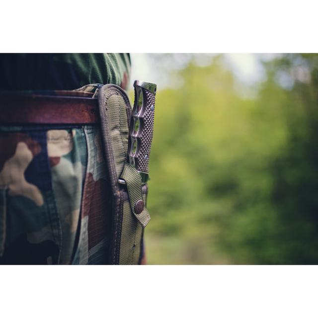 Hunting Survival Knife Carried By A Man On His Belt by South_agency - No Frame Art Prints on Canvas 17 Stories Size: 50cm H x 75cm W on Productcaster.