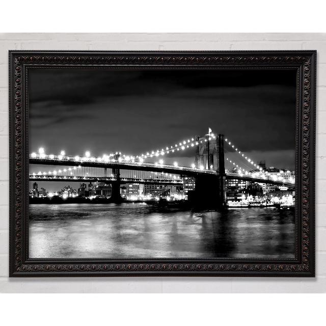 NYC Night Bridge B N W - Einzelne Bilderrahmen Kunstdrucke Bright Star Größe: 21 cm H x 29,7 cm B on Productcaster.