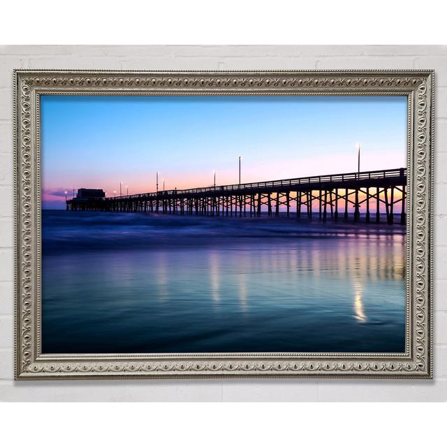 Pier Twilight Framed Print Wall Art House of Hampton Size: 100cm H x 141.4cm W x 3cm D, Format: Silver Framed Paper on Productcaster.