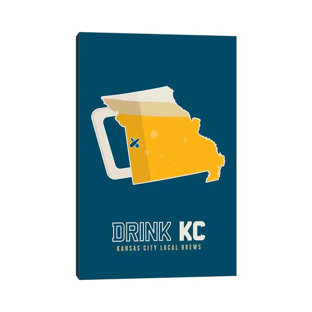 Drink KC, Kansas City Beer by Benton Park Prints - Print on Canvas Corrigan Studio Size: 30.48cm H x 20.32cm W x 1.91cm D, Format: Wrapped Canvas on Productcaster.