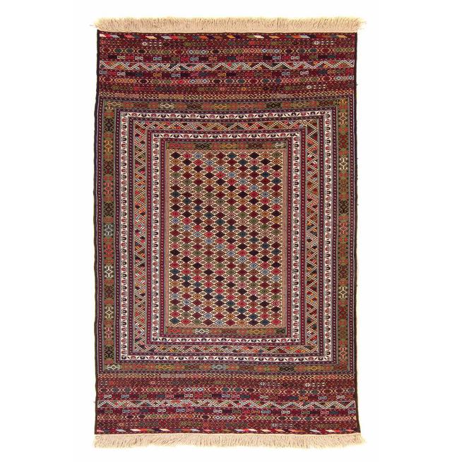 One-of-a-Kind Amiogho Hand-Knotted 120cm x 185cm Wool Area Rug in Red/Beige/White Latitude Vive on Productcaster.