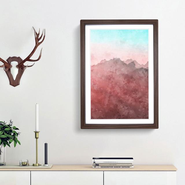 Pink Sunlit Mountains - Picture Frame Graphic Art Print East Urban Home Size: 63cm H x 45cm W x 2cm D, Frame Option: Walnut Framed on Productcaster.