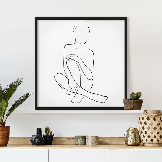 Line Art Woman Sitting - Single Picture Frame Print Metro Lane Matte Colour: No Matte, Format: Black, Size: 30cm H x 30cm W x 2cm D on Productcaster.