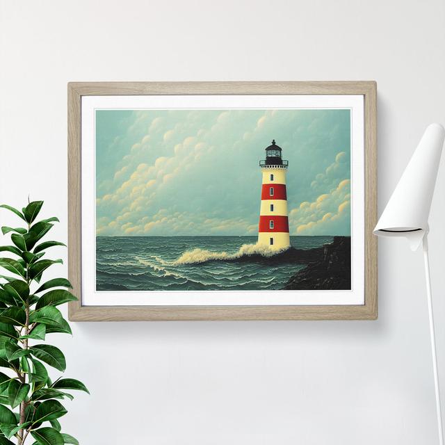 Imaginative Lighthouse - Picture Frame Graphic Art Breakwater Bay Size: 34cm H x 46cm W x 2cm D, Frame Colour: Oak on Productcaster.