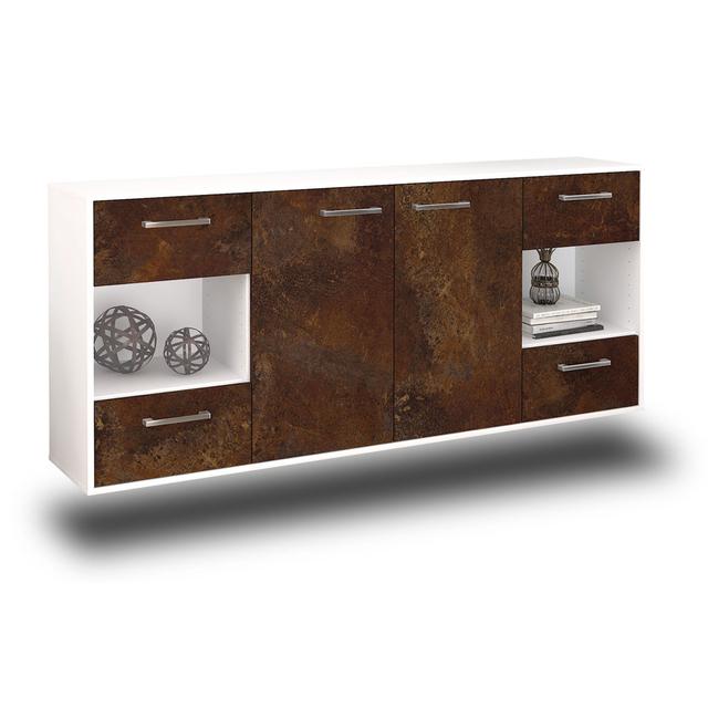 Nasma sideboard, color: Java/anthracite, flying/metal handles, size: 180 x 79 x 35cm Ebern Designs Colour: Rust/White on Productcaster.