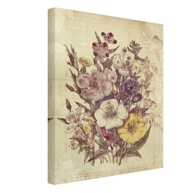 Vintage Letter Bouquet - Wrapped Canvas Graphic Art Rosalind Wheeler Size: 80cm H x 60cm W on Productcaster.