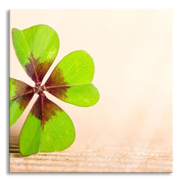 Lucky Clover With 4 Leaves - No Frame Print on Glass Brayden Studio Size: 70cm H x 70cm W x 0.4cm D on Productcaster.