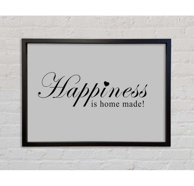 Home Quote Happiness Is Home Made - Single Picture Frame Typography on Canvas Bright Star Größe: 100 cm H x 141,4 cm B x 3,3 cm T, Farbe: Grau on Productcaster.