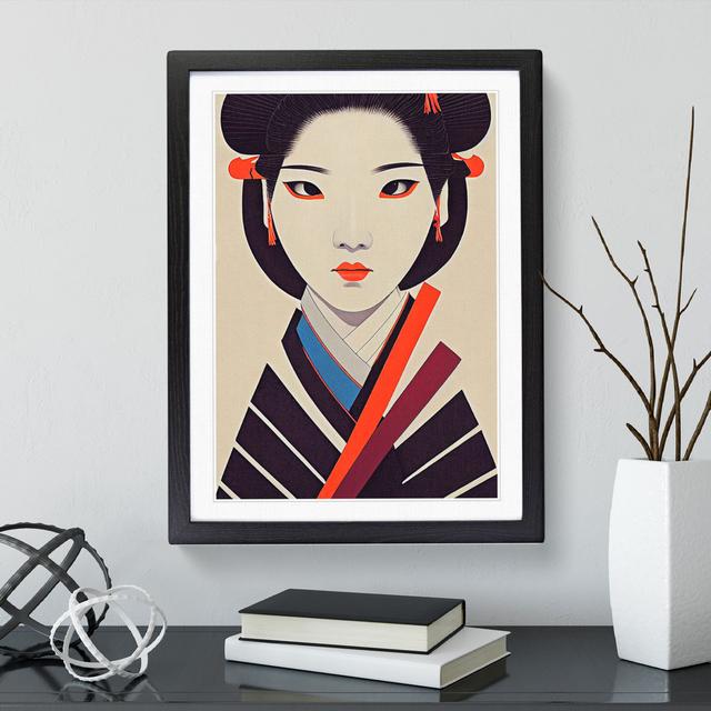 View of a Geisha No.1 - Picture Frame Graphic Art Latitude Vive Size: 34cm H x 25cm W x 2cm D, Frame Colour: Black Framed on Productcaster.