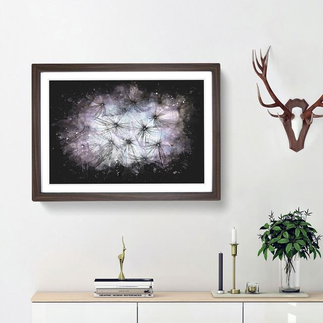 Dandelion Seeds In Blue & Pink Paint Splash - Picture Frame Graphic Art East Urban Home Size: 62cm H x 87cm W x 2cm D, Frame Option: Walnut Framed on Productcaster.