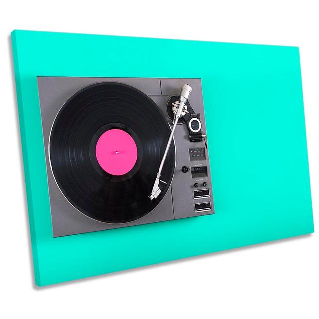 DJ Turntable Decks Music Framed - Wrapped Canvas Art Prints Ebern Designs Size: 81.3cm H x 121.9cm W x 4cm D on Productcaster.