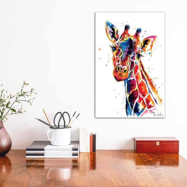 Giraffe by Weekday Best - Wrapped Canvas Painting Latitude Run Size: 66cm H x 46cm W x 3.8cm D on Productcaster.