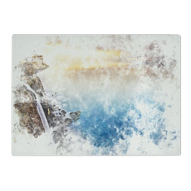 Tempered Glass Waterfall in the Isle of Skye Watercolour Chopping Board East Urban Home Size: 28.5 cm x 39 cm on Productcaster.