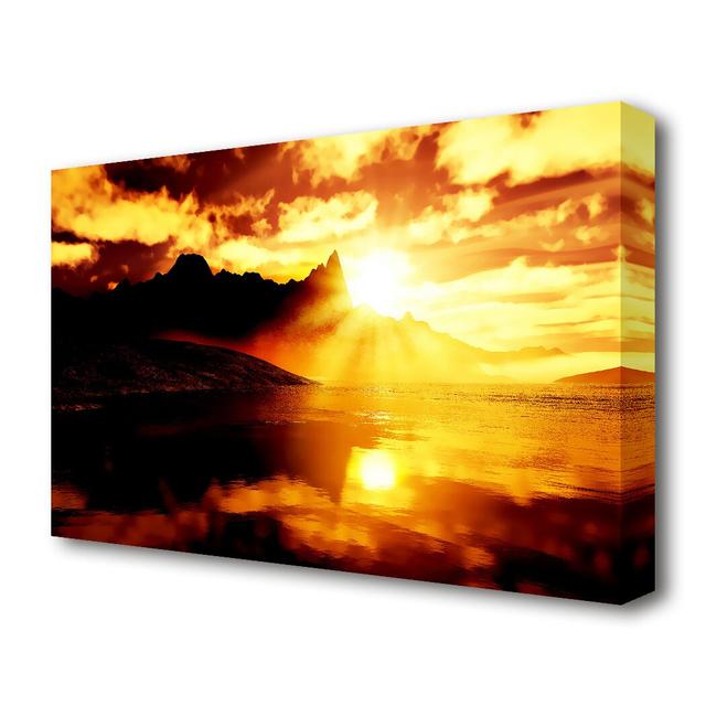 'Sun Blaze Reflections Seascape' - Wrapped Canvas Graphic Art Print East Urban Home Size: 81.3 cm H x 121.9 cm W on Productcaster.