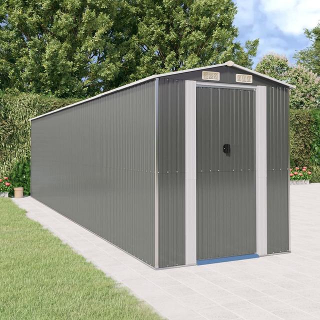 6 ft. W x 25 ft. D Galvanized Steel Apex Garden Shed Dakota Fields Colour: Light Grey on Productcaster.