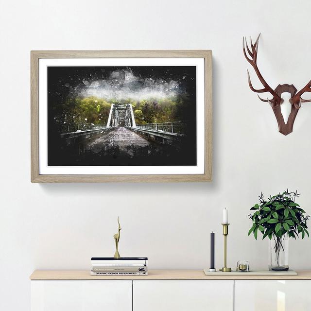 Fayette Station Bridge In West Virginia Paint Splash - Picture Frame Graphic Art East Urban Home Frame Option: Oak Framed, Size: 33cm H x 45cm W x 2cm on Productcaster.