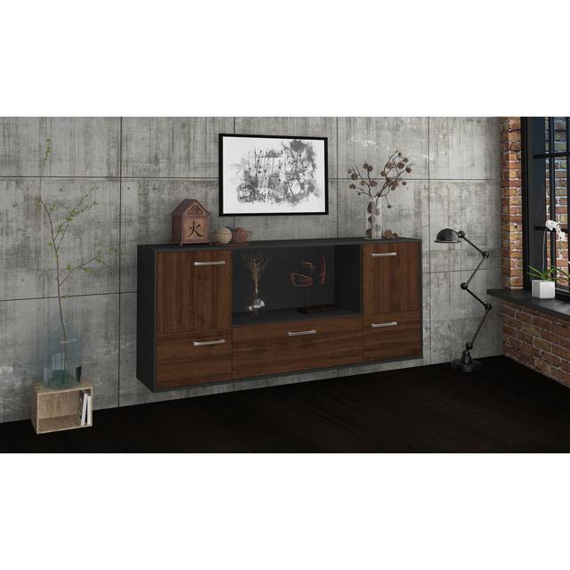 Batul sideboard, flying/metal handles, size: 180 x 79 x 35cm Brayden Studio Colour: Walnut/Anthracite on Productcaster.