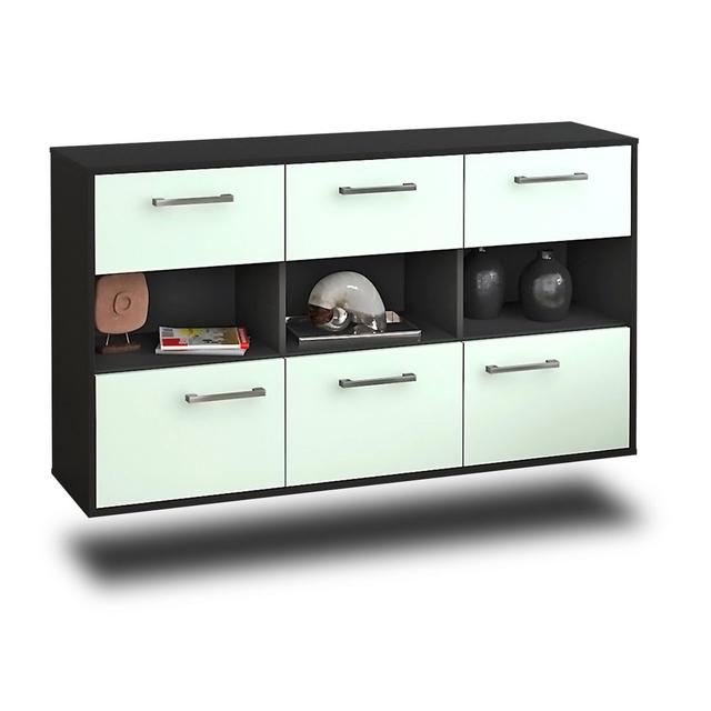 Nakayla sideboard, color: white/anthracite, flying/metal handles, size: 136 x 79 x 35cm Ebern Designs Colour: Mint/Anthracite on Productcaster.