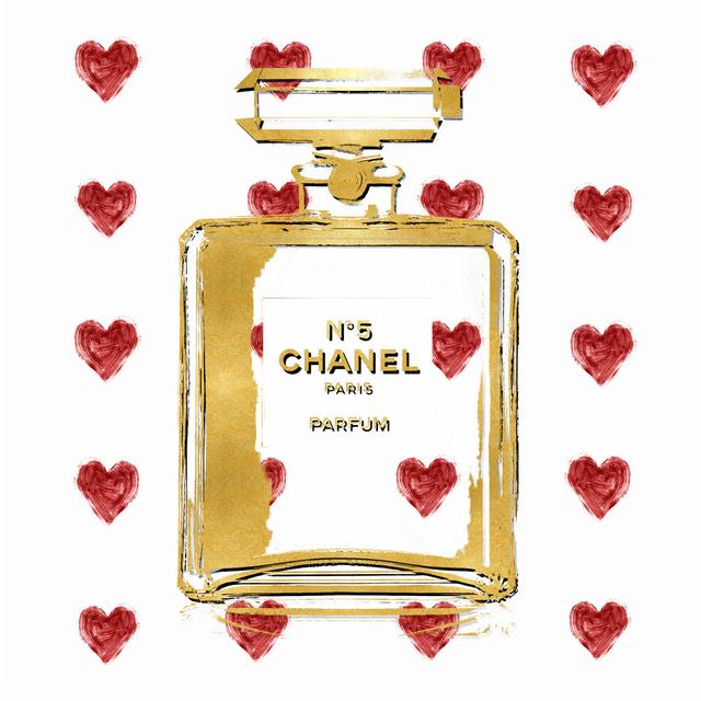 Perfume With Red Hearts by Madeline Blake - Wrapped Canvas Print Wall Art Production Network Size: 76cm H x 76cm W on Productcaster.