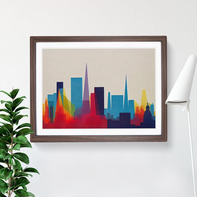 London Skyline Suprematism Abstract - Picture Frame Graphic Art 17 Stories Size: 34cm H x 46cm W, Frame Colour: Brown on Productcaster.