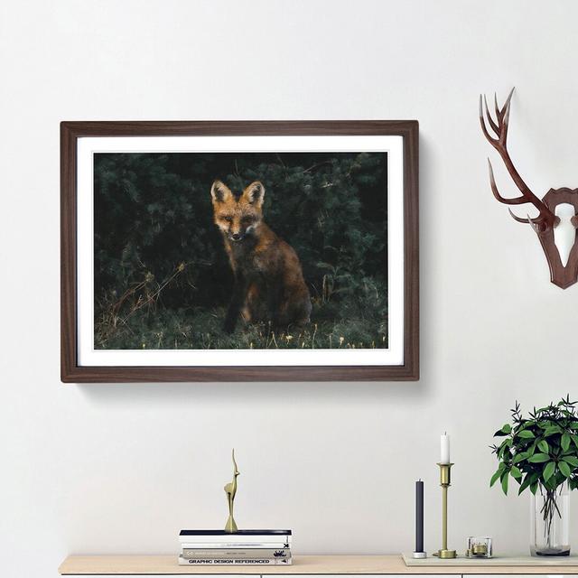 Portrait of a Fox - Picture Frame Painting Print East Urban Home Size: 62cm H x 87cm W x 2cm D, Frame Option: Walnut Framed on Productcaster.