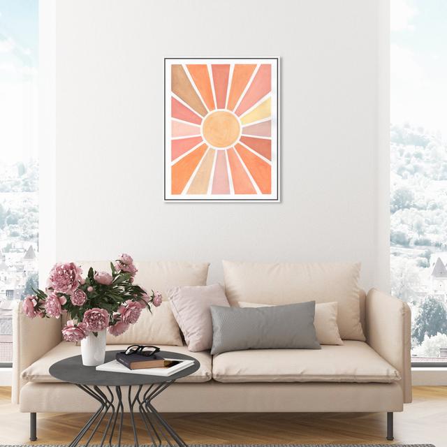 Nature And Landscape Feminine Sun Rays , Modern & Contemporary Pink And White - Print on Canvas Oliver Gal Format: White Framed, Size: 60.96cm H x 50. on Productcaster.