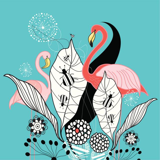 Tarrants Plants And Flamingos by Tanor - Wrapped Canvas Print 17 Stories Size: 30cm H x 30cm W x 3.8cm D on Productcaster.