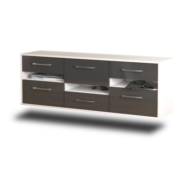 Honolulu TV stand; Color: Driftwood/Anthracite; Flying/Metal handles; Dimensions: 92cm x 49cm x 35cm Brayden Studio Colour: Grey/White on Productcaster.